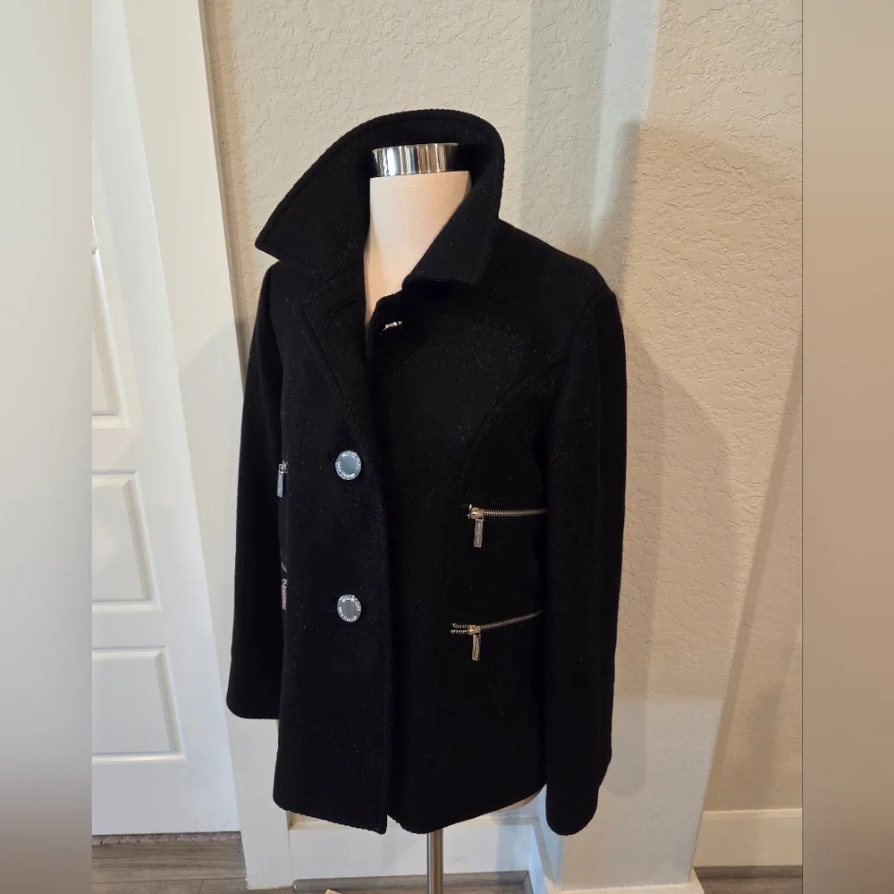 MICHAEL KORS WOMEN'S BLACK PEA COAT SIZE MEDIUM